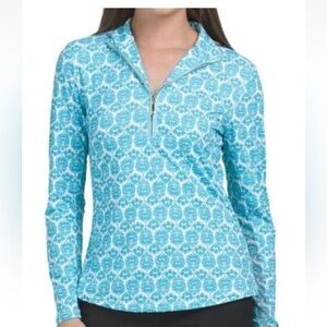 Cabana Life Sun Sport Shirt Quarter Zip Golf Top Womens Athletic Medium UV